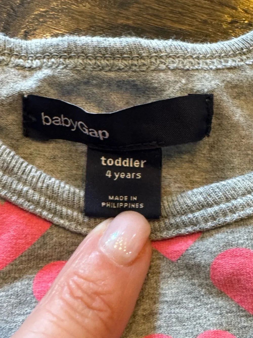 GAP BabyGap Grey Dress with Pink Heart Print